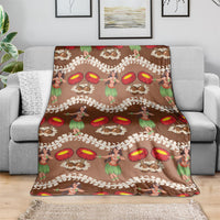 Uliuli Hawaii Makahiki Blanket Hawaiian Puakenikeni Lei Hula Girl Brown Version LT14 - Polynesian Pride