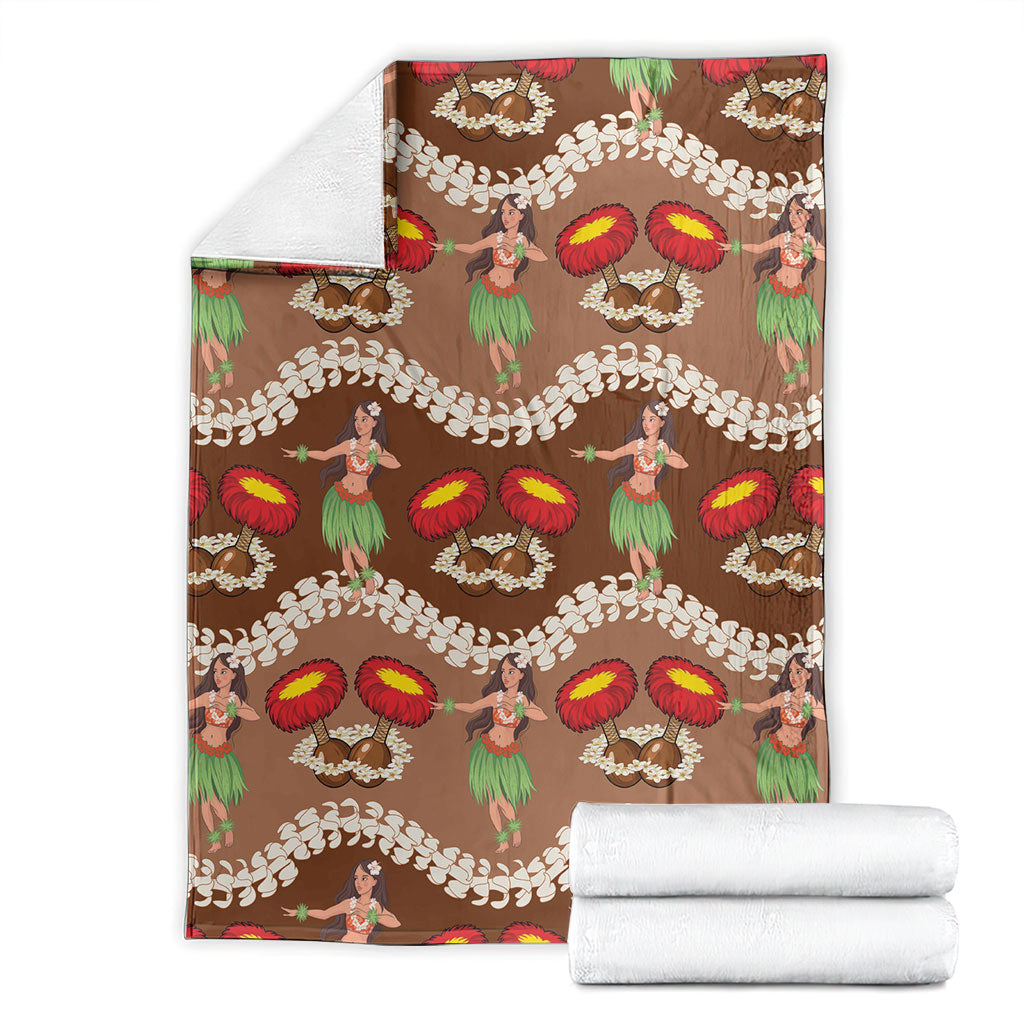 Uliuli Hawaii Makahiki Blanket Hawaiian Puakenikeni Lei Hula Girl Brown Version LT14 - Polynesian Pride