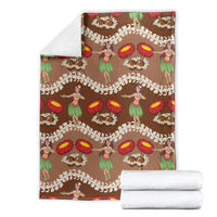 Uliuli Hawaii Makahiki Blanket Hawaiian Puakenikeni Lei Hula Girl Brown Version LT14 - Polynesian Pride