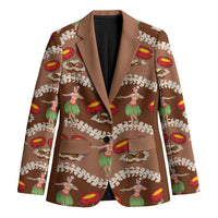 Uliuli Hawaii Makahiki Blazer Hawaiian Puakenikeni Lei Hula Girl Brown Version LT14 Unisex Brown - Polynesian Pride