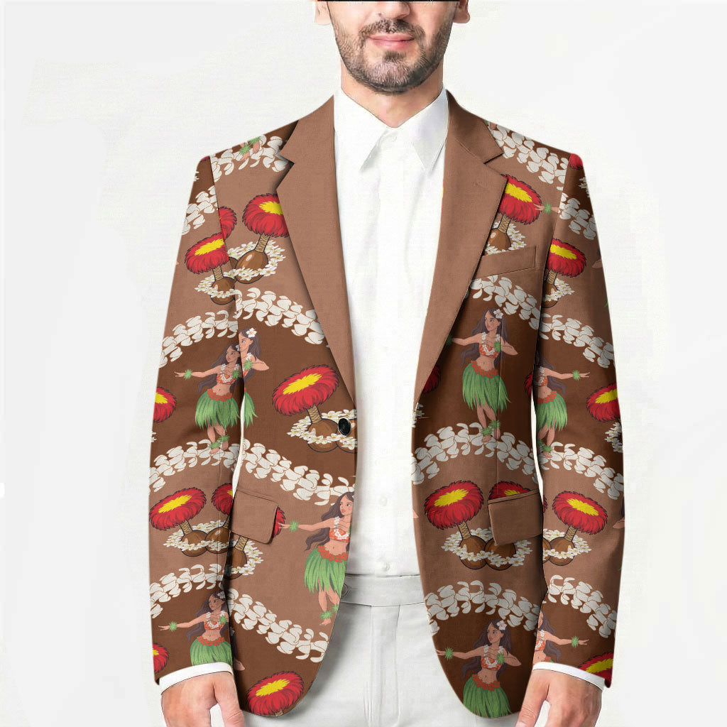 Uliuli Hawaii Makahiki Blazer Hawaiian Puakenikeni Lei Hula Girl Brown Version LT14 - Polynesian Pride