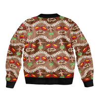 Uliuli Hawaii Makahiki Bomber Jacket Hawaiian Puakenikeni Lei Hula Girl Brown Version LT14 - Polynesian Pride