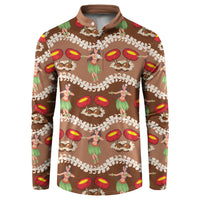 Uliuli Hawaii Makahiki Button Sweatshirt Hawaiian Puakenikeni Lei Hula Girl Brown Version LT14 Brown - Polynesian Pride