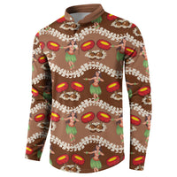 Uliuli Hawaii Makahiki Button Sweatshirt Hawaiian Puakenikeni Lei Hula Girl Brown Version LT14 - Polynesian Pride