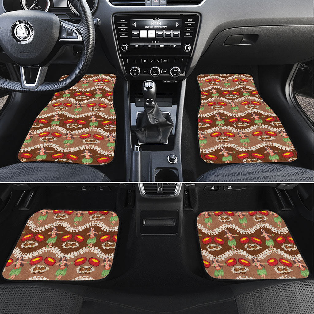Uliuli Hawaii Makahiki Car Mats Hawaiian Puakenikeni Lei Hula Girl Brown Version