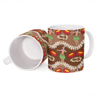 Uliuli Hawaii Makahiki Ceramic Mug Hawaiian Puakenikeni Lei Hula Girl Brown Version LT14 - Polynesian Pride