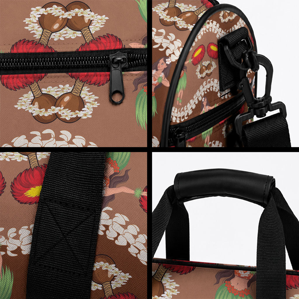 Uliuli Hawaii Makahiki Duffle Bag Hawaiian Puakenikeni Lei Hula Girl Brown Version LT14 - Polynesian Pride