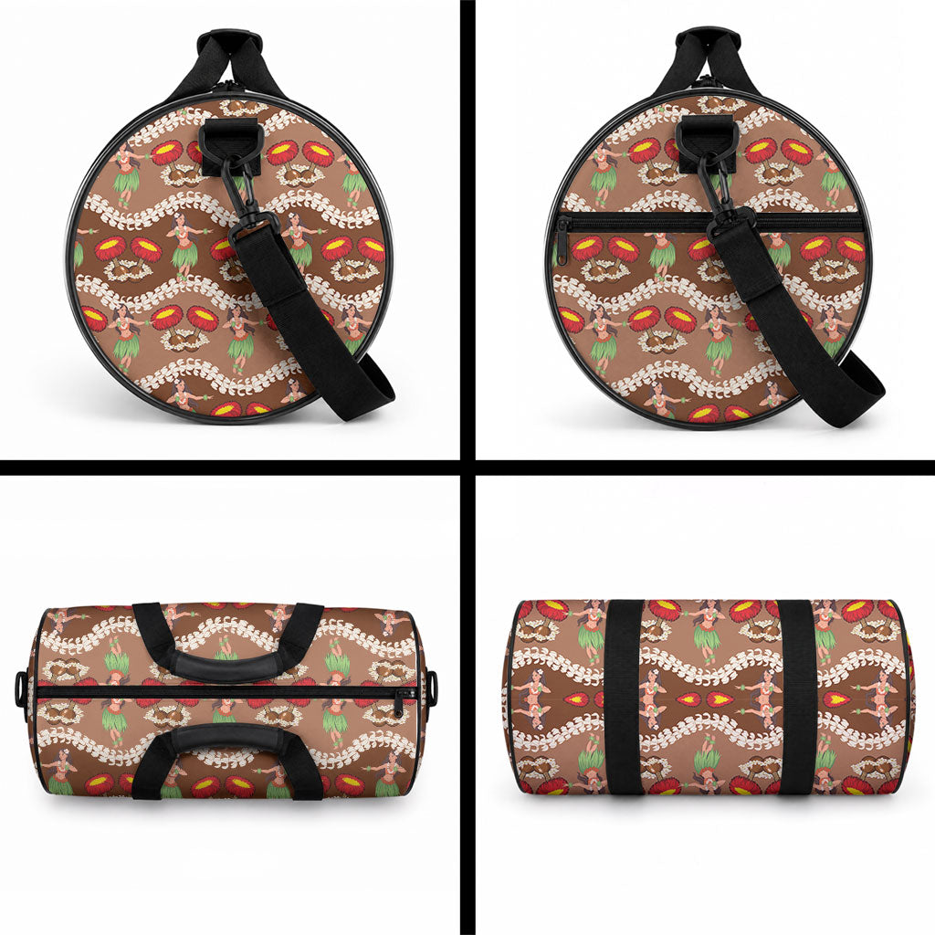 Uliuli Hawaii Makahiki Duffle Bag Hawaiian Puakenikeni Lei Hula Girl Brown Version LT14 - Polynesian Pride