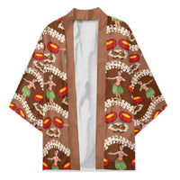 Uliuli Hawaii Makahiki Kimono Hawaiian Puakenikeni Lei Hula Girl Brown Version LT14 Unisex Brown - Polynesian Pride