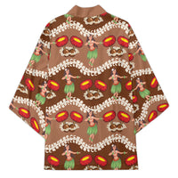 Uliuli Hawaii Makahiki Kimono Hawaiian Puakenikeni Lei Hula Girl Brown Version LT14 - Polynesian Pride