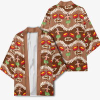 Uliuli Hawaii Makahiki Kimono Hawaiian Puakenikeni Lei Hula Girl Brown Version LT14 - Polynesian Pride