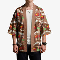 Uliuli Hawaii Makahiki Kimono Hawaiian Puakenikeni Lei Hula Girl Brown Version LT14 - Polynesian Pride