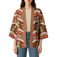 Uliuli Hawaii Makahiki Kimono Hawaiian Puakenikeni Lei Hula Girl Brown Version LT14 - Polynesian Pride