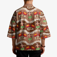 Uliuli Hawaii Makahiki Kimono Hawaiian Puakenikeni Lei Hula Girl Brown Version LT14 - Polynesian Pride