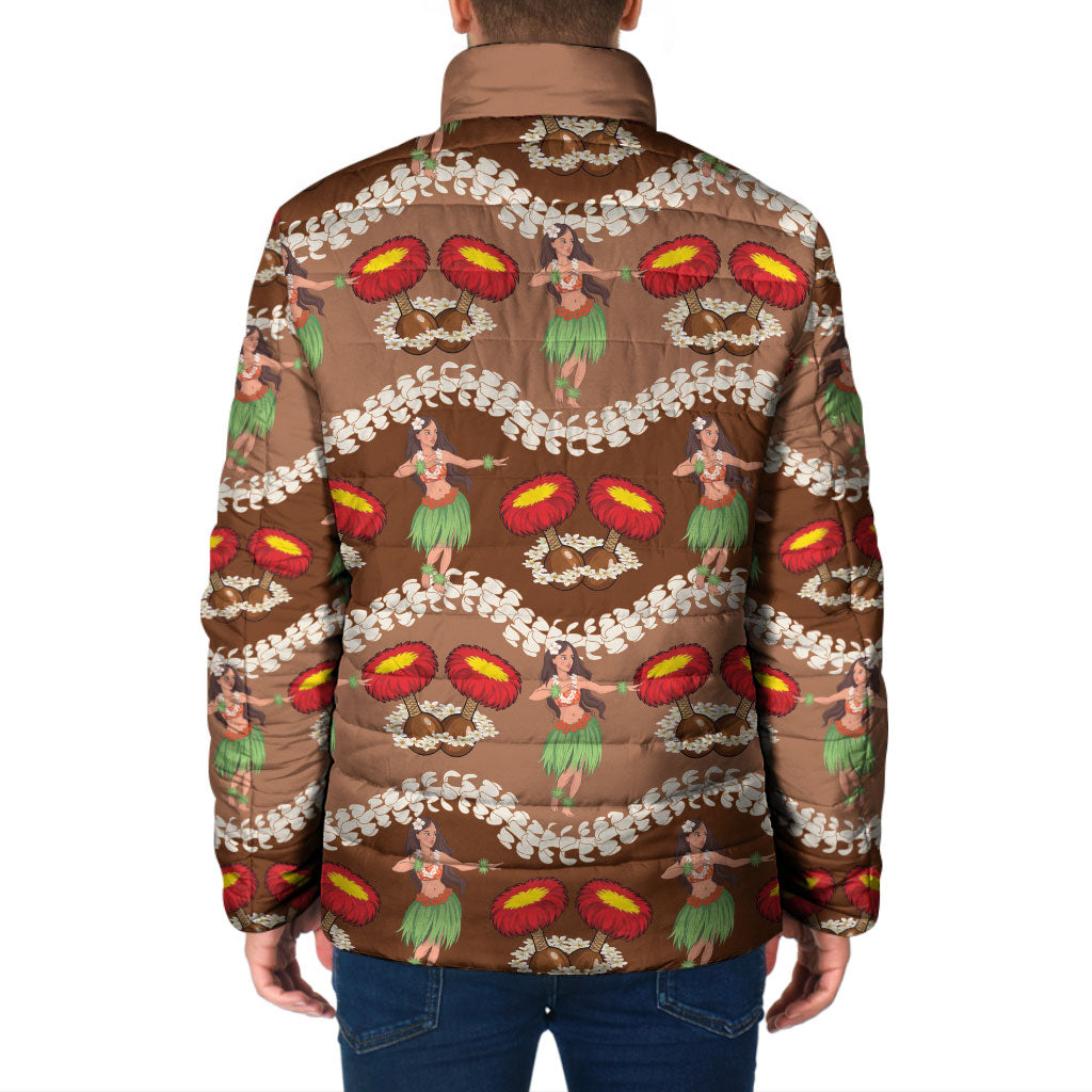 Uliuli Hawaii Makahiki Padded Jacket Hawaiian Puakenikeni Lei Hula Girl Brown Version LT14 - Polynesian Pride