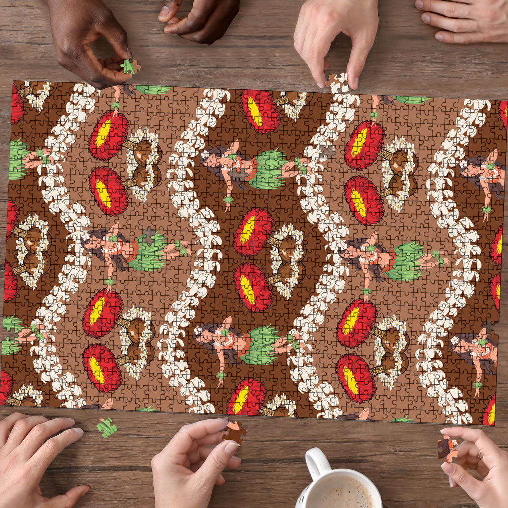 Uliuli Hawaii Makahiki Puzzle Hawaiian Puakenikeni Lei Hula Girl Brown Version LT14 - Polynesian Pride