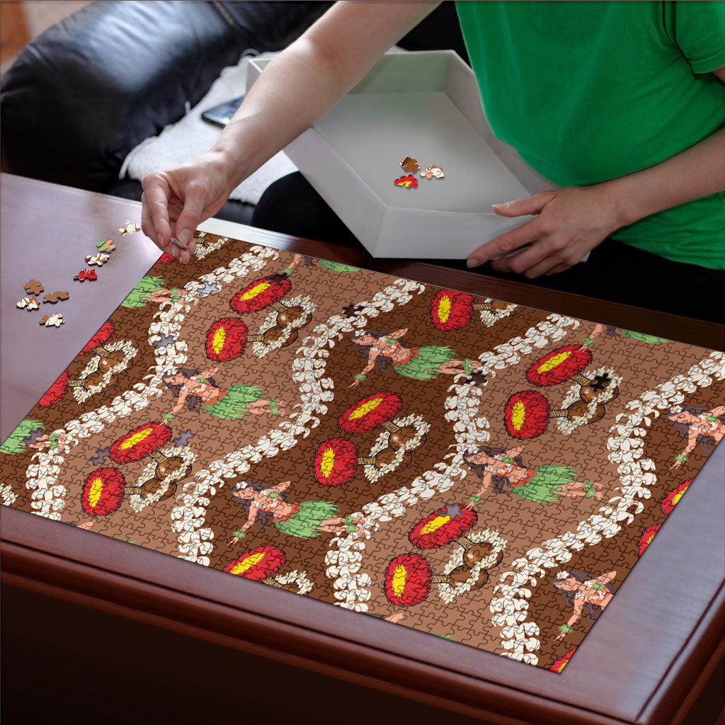 Uliuli Hawaii Makahiki Puzzle Hawaiian Puakenikeni Lei Hula Girl Brown Version LT14 - Polynesian Pride