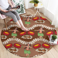 Uliuli Hawaii Makahiki Round Carpet Hawaiian Puakenikeni Lei Hula Girl Brown Version LT14 - Polynesian Pride