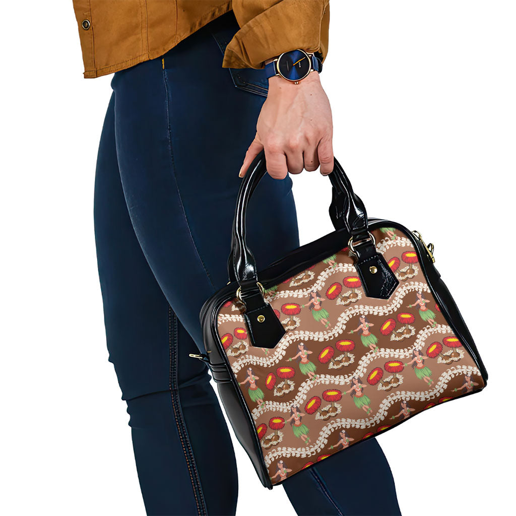 Uliuli Hawaii Makahiki Shoulder Handbag Hawaiian Puakenikeni Lei Hula Girl Brown Version LT14 - Polynesian Pride