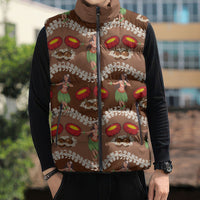 Uliuli Hawaii Makahiki Sleeveless Puffer Jacket Hawaiian Puakenikeni Lei Hula Girl Brown Version LT14 - Polynesian Pride