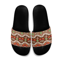 Uliuli Hawaii Makahiki Slide Sandals Hawaiian Puakenikeni Lei Hula Girl Brown Version LT14 Brown - Polynesian Pride