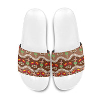 Uliuli Hawaii Makahiki Slide Sandals Hawaiian Puakenikeni Lei Hula Girl Brown Version LT14 Brown - Polynesian Pride