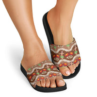 Uliuli Hawaii Makahiki Slide Sandals Hawaiian Puakenikeni Lei Hula Girl Brown Version LT14 - Polynesian Pride