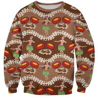 Uliuli Hawaii Makahiki Sweatshirt Hawaiian Puakenikeni Lei Hula Girl Brown Version LT14 Unisex Brown - Polynesian Pride