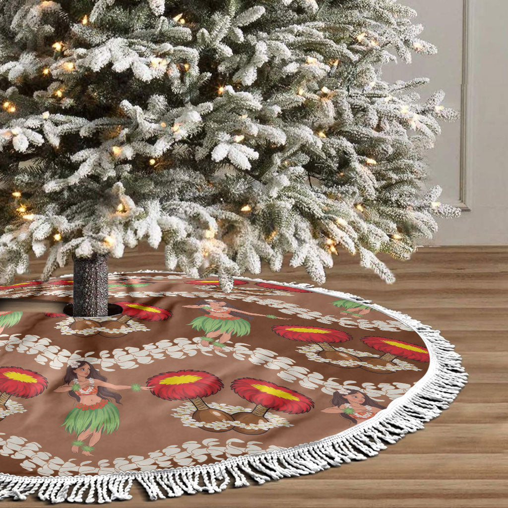 Uliuli Hawaii Makahiki Tree Skirt Hawaiian Puakenikeni Lei Hula Girl Brown Version LT14 - Polynesian Pride