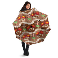 Uliuli Hawaii Makahiki Umbrella Hawaiian Puakenikeni Lei Hula Girl Brown Version LT14 - Polynesian Pride
