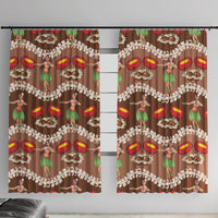 Uliuli Hawaii Makahiki Window Curtain Hawaiian Puakenikeni Lei Hula Girl Brown Version LT14 With Hooks Brown - Polynesian Pride