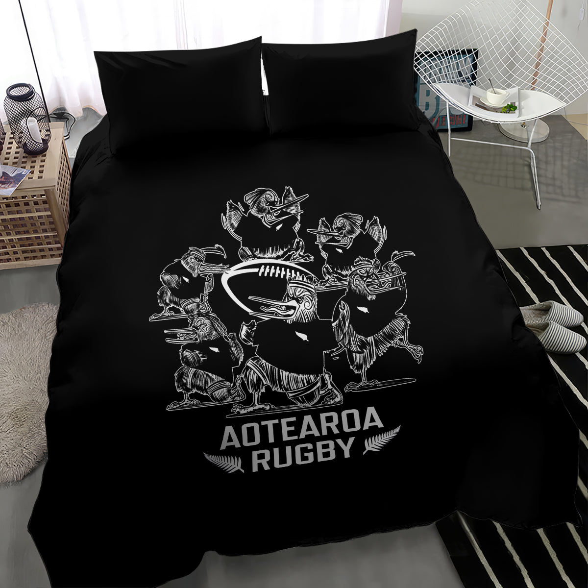 New Zealand Silver Fern Rugby Bedding Set Haka Aotearoa Kiwi Dance LT14 - Polynesian Pride