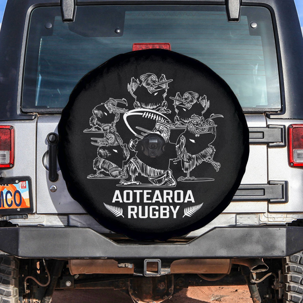 New Zealand Silver Fern Rugby Spare Tire Cover Haka Aotearoa Kiwi Dance LT14 - Polynesian Pride