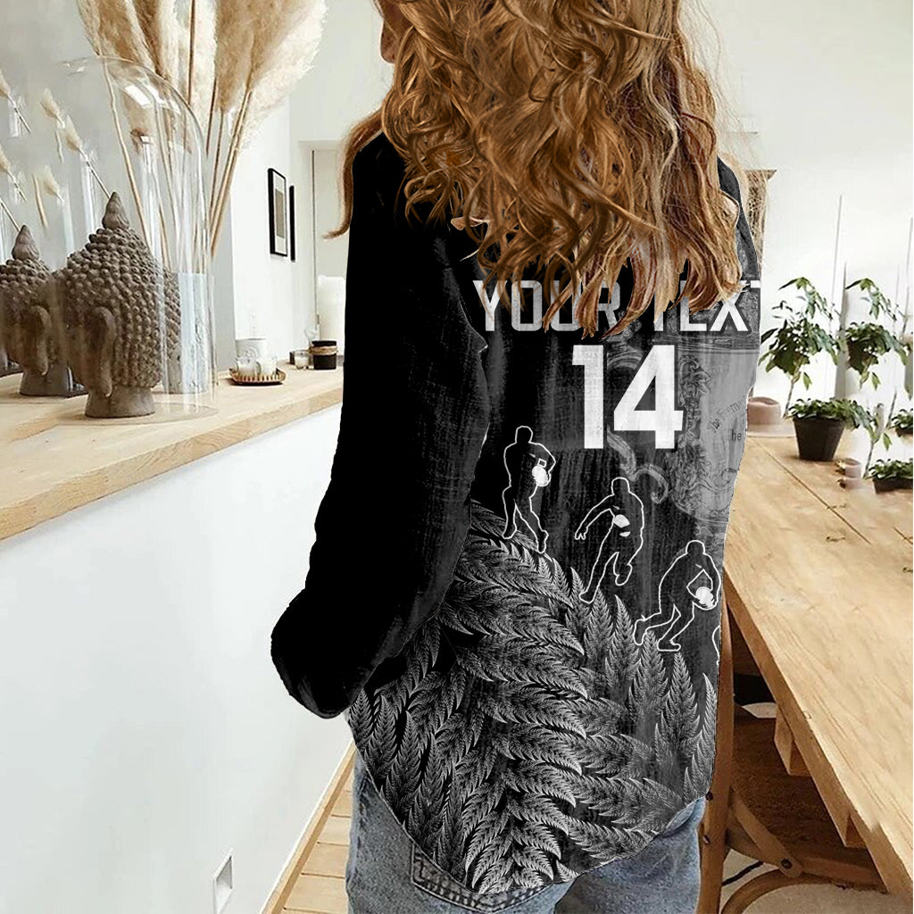 Custom New Zealand Silver Fern Rugby Women Casual Shirt All Black Go Champions 2023 With Trophy Proud LT14 - Polynesian Pride