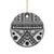 Black Bula Fiji Ceramic Ornament Unique Masi Tapa Pattern