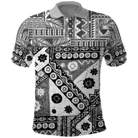 Black Bula Fiji Polo Shirt Unique Masi Tapa Pattern