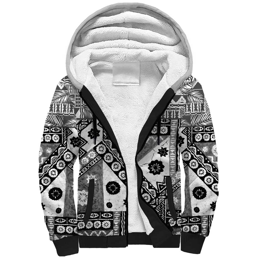 Black Bula Fiji Sherpa Hoodie Unique Masi Tapa Pattern LT14 Unisex Black - Polynesian Pride