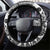 Black Bula Fiji Steering Wheel Cover Unique Masi Tapa Pattern