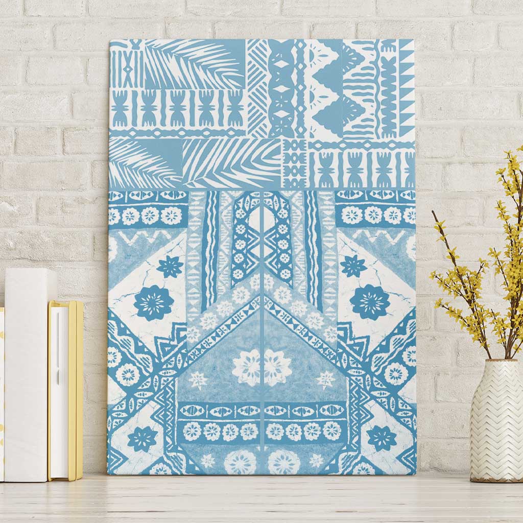 Blue Bula Fiji Canvas Wall Art Unique Masi Tapa Pattern