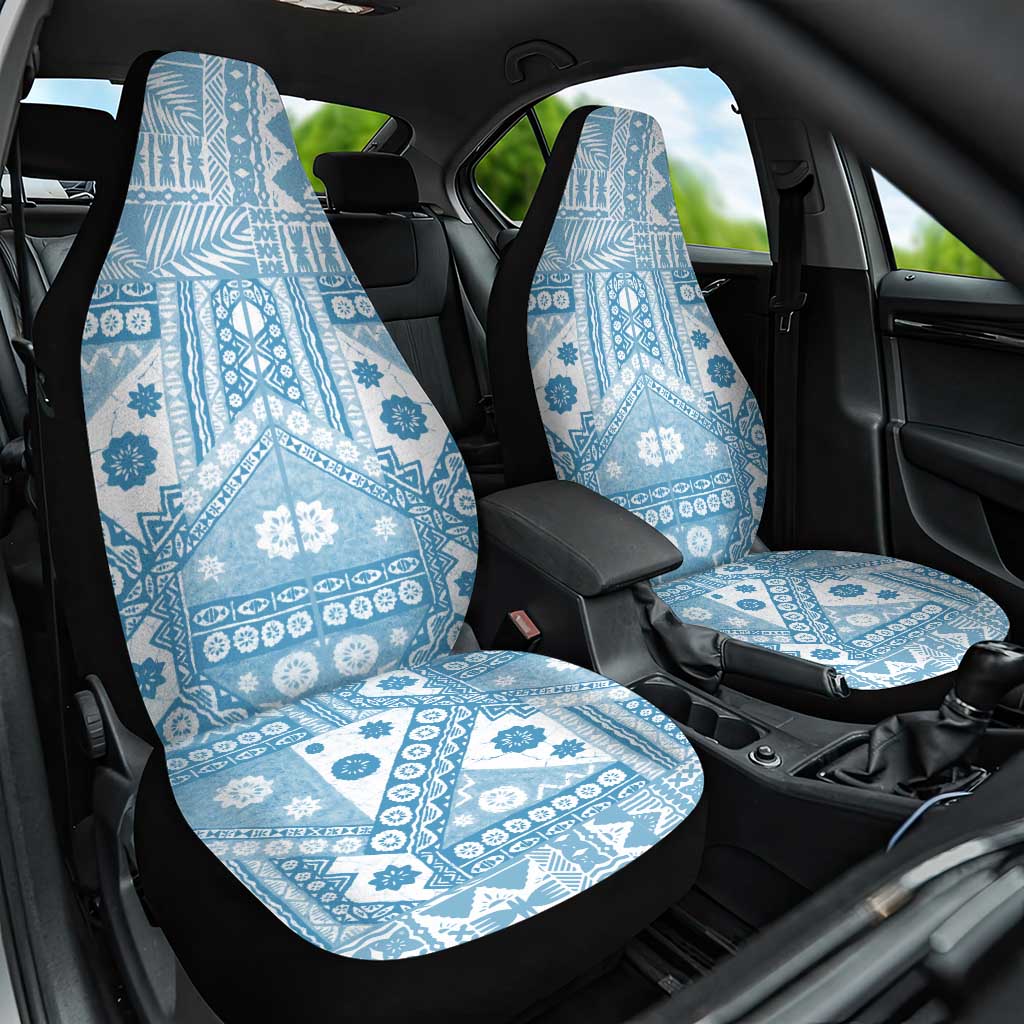 Blue Bula Fiji Car Seat Cover Unique Masi Tapa Pattern