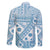 Blue Bula Fiji Family Matching Off Shoulder Short Dress and Hawaiian Shirt Unique Masi Tapa Pattern