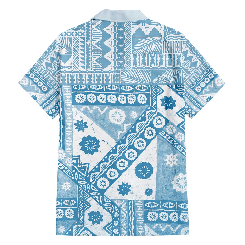 Blue Bula Fiji Family Matching Summer Maxi Dress and Hawaiian Shirt Unique Masi Tapa Pattern