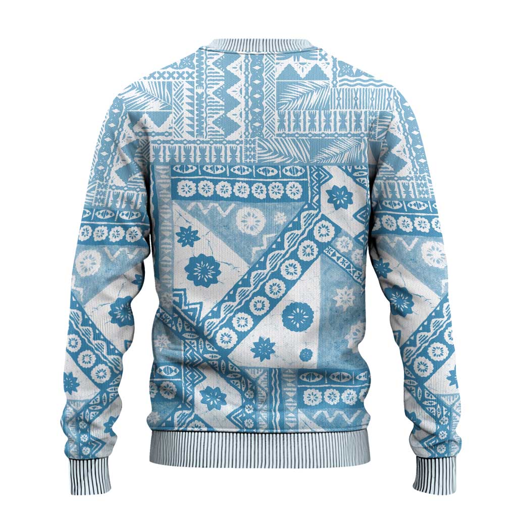 Blue Bula Fiji Ugly Christmas Sweater Unique Masi Tapa Pattern LT14 - Polynesian Pride