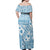 Blue Bula Fiji Off Shoulder Maxi Dress Unique Masi Tapa Pattern