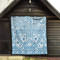 Blue Bula Fiji Quilt Unique Masi Tapa Pattern
