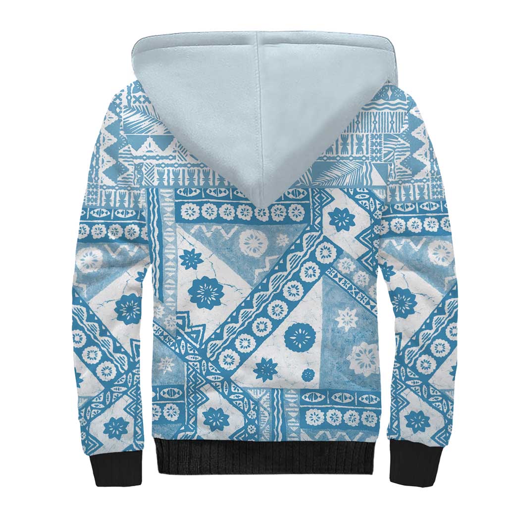 Blue Bula Fiji Sherpa Hoodie Unique Masi Tapa Pattern LT14 - Polynesian Pride