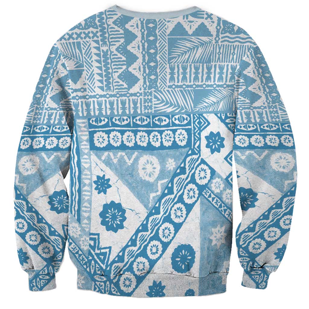 Blue Bula Fiji Sweatshirt Unique Masi Tapa Pattern LT14 - Polynesian Pride