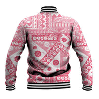 Pink Bula Fiji Baseball Jacket Unique Masi Tapa Pattern