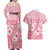 Pink Bula Fiji Couples Matching Off Shoulder Maxi Dress and Hawaiian Shirt Unique Masi Tapa Pattern