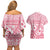 Pink Bula Fiji Couples Matching Off Shoulder Short Dress and Hawaiian Shirt Unique Masi Tapa Pattern